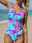 Women's Swimwear One Piece Tummy Control Bathing Suits Tropical Botanical Print Swimsuit