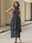 Women's Black Dot-print Maxi Dress Chiffon A Line Dress Tiered Halter Neck Elegant Beach Wedding Guest Sleeveless Summer