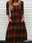 Women's Midi Dress Plaid Square Neckline Three-Quarter Sleeve A-line Red Green Yellow Black Casual to Dressy Fall Winter Regular Fit Clothing Apparel