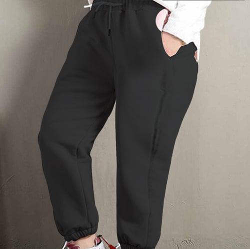 Women's Plus Size Fleece Pants Pants Trousers Sporty Casual Chino Full Length Natural Solid Color Drawstring Micro-elastic Casual Daily Holiday Light Green Gray Fall Winter Regular Fit
