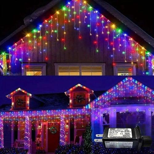 1 Pack Icicle Christmas Lights, 10M 400 LED 8 Modes and Timer With 60 Drops, Icicle Christmas Lights with Timer, Waterproof Connectable Outdoor String Lights for Holiday, Wedding, Christmas