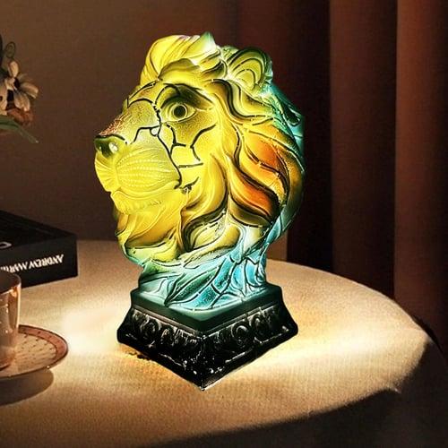 Animal Table Lamp Series, Stained Resin Table Lamp Night Light, Stained Resin Animal Night Light, Stained Resin Lamp for Bedroom Animal Lovers Home Decor 10*15CM/3.93*5.9INCH (3pcs Button Batteries)