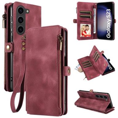 Phone Case For Samsung Galaxy S24 S24 S23 S22 S21 Ultra Plus Note 20 Ultra 10 Plus S10 S9 Plus Wallet Case with Stand Holder Zipper Card Slot PU Leather