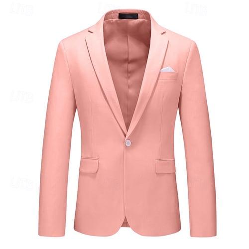Men's Sport Coat Blazer Jacket Casual Solid Color Black White Yellow Regular Fit
