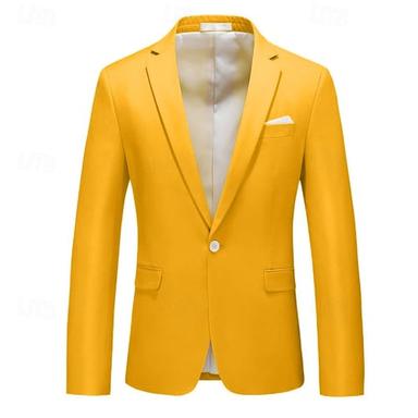 Men's Sport Coat Blazer Jacket Casual Solid Color Black White Yellow Regular Fit