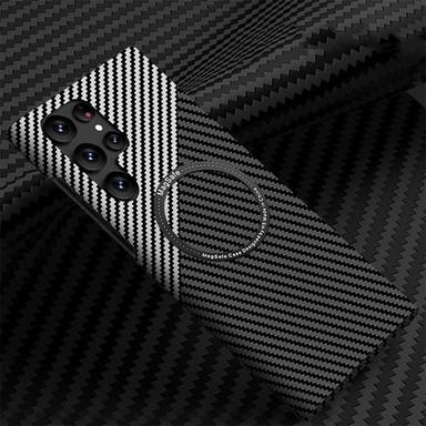 Phone Case For Samsung Galaxy S23 S22 S21 Plus Ultra With Magsafe Magnetic Dustproof Four Corners Drop Resistance Lines / Waves Carbon Fiber