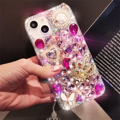 Phone Case For iPhone 16 iPhone 15 iPhone 14 13 12 11 Pro Max Plus Mini Back Cover Bling Glitter Shiny Rhinestone Silica Gel Silicone