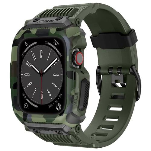 Military Protective Compatible with Apple Watch band Adjustable Breathable Silicone Strap Replacement Wristband for Series SE / 6/5/4 44mm Series 8/7 45mm Series 3/2/1 42mm