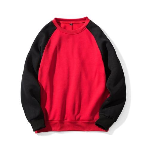 Men's Sweatshirt Black & Yellow Yellow & Black Red & Black Green Black Round Neck Solid Color Casual Daily Holiday Streetwear Casual Winter Fall Clothing Apparel Hoodies Sweatshirts  Long Sleeve