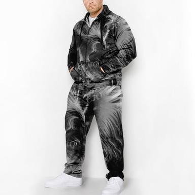Men's Graphic Phoenix 2pcs Hoodie Tracksuit Plus Size Set Long Sleeve Long pants 3D Sweatshirt Sets Hooded Fashion Designer Casual Daily Sports Going out 3D Print Blue Orange Green