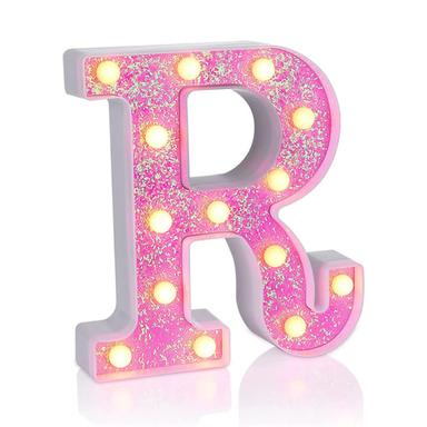 LED Letter Lights Light Up Pink Letters Glitter Alphabet Letter Sign Battery Powered for Night Light Birthday Party Wedding Girls Gifts Home Bar Christmas Decoration Pink Letter