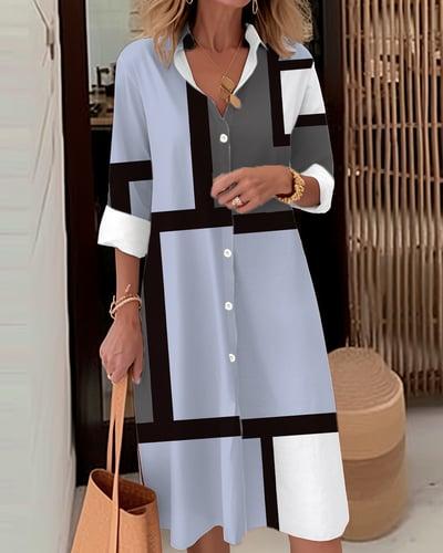 Women's Shirt Dress Casual Dress Midi Dress Outdoor Office Daily Fashion Modern Shirt Collar Button Pocket Long Sleeve Fall Winter Loose Fit Geometric Plaid