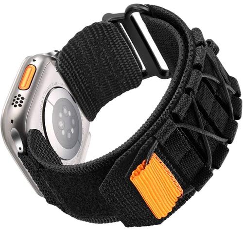 Tough Metal Buckle Woven Sports Strap Compatible With Apple Watch Band Series 8/7/6/5/4/3/2/1/SE/Ultra Nylon Sports Strap Woven Design 49MM, 42MM, 44MM, 45MM, 38MM, 40MM, 41MM. Tough Nylon Magic Tape