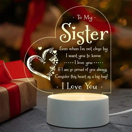 1pc 3D Creative Lamp, Sister Gifts to My Sister Night Light, Sisters Gifts from Sister Brother, Birthday Gifts for Sister, Graduation Christmas Night Lamp Present