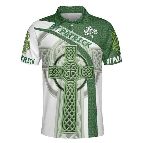 St.Patrick's Day Men's Polo Shirt Golf Shirt Saint Patrick Day Cross St. Patrick's Day Clover Turndown Green Outdoor Street Short Sleeves Button-Down Print Clothing Apparel Fashion Designer Casual