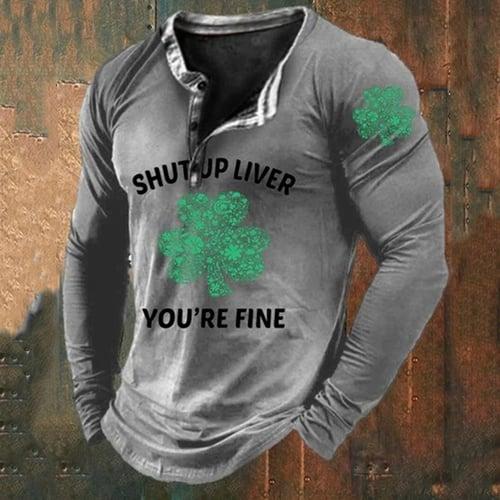 St.Patrick's Day Men's Henley Shirt Tee Graphic Clover Henley Clothing Apparel 3D Print Daily St.Patrick's Day Long Sleeve Button-Down Print Fashion Designer