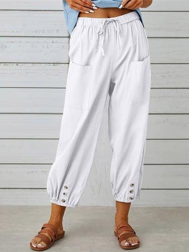 Women's Loungewear Pants Lounge Pants Simple Casual Comfort Pure Color Pocket Elastic Waist Vacation Home Daily Black White Army Green Navy Blue Blue Summer Spring Fall