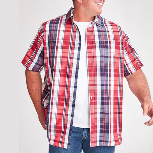 Men's Plaid Shirt Plaid Shirt Button Up Shirt Short Sleeve Shirt Turndown Outdoor Casual Red Plus Size Clothing Apparel Modern Style Retro Vintage