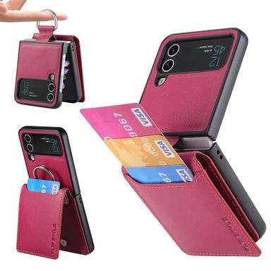 Phone Case For Samsung Galaxy Z Flip 6 Z Flip 5 Z Flip 4/3/2 Back Cover Flip With Card Holder Kickstand Solid Colored PC PU Leather