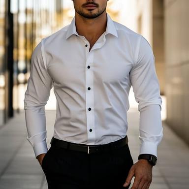 Men's Daily Dress Casual Shirt Standard Fit Long Sleeve Lapel Solid Color Polyester Black White Grey 2025