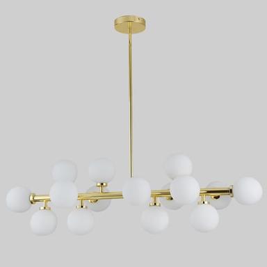 16 Bulbs 90cm(35.4") LED Gold Pendant Light Metal Glass Sputnik Electroplated 3.9" Lampshades Molecular Nordic Chandelier for Home Bedroom Kitchen 