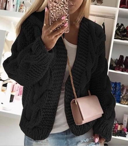 Women's Cardigan Knitted Solid Color Basic Casual Chunky Long Sleeve Loose Sweater Cardigans Hooded Open Front Fall Winter Wine Dusty Rose Gray