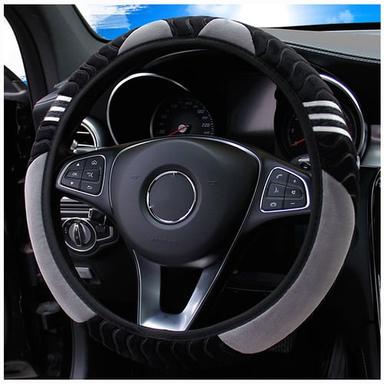 Plush Anti-Slip Car Steering Wheel Cover - Universal 15 Inch Protector for Comfortable Driving - Little Monster Design Accessory