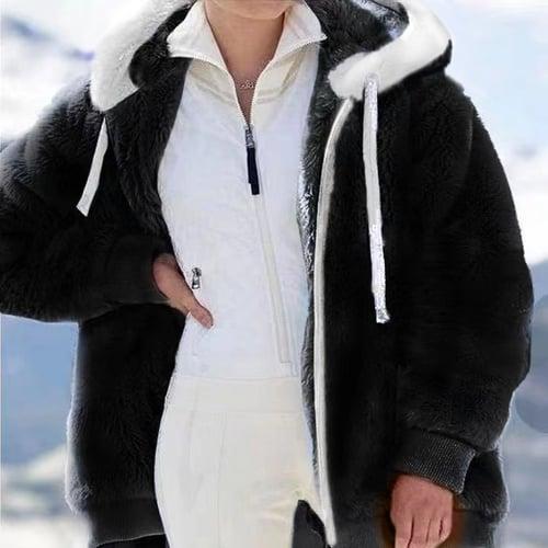 Women's Zip Hoodie Sweatshirt Fleece Jacket Pullover Sherpa Fleece Teddy Zipper Green Blue Purple Plain Round Neck Long Sleeve S M L XL 2XL 3XL / Winter / Fleece lined