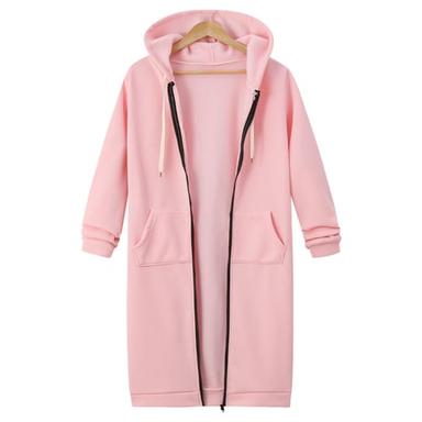 Women's Casual Jacket Hoodie Jacket Warm Pocket Full Zip Streetwear Casual Solid Color Street Sport Daily Going out Zipper Long Hoodie Regular Fit Long Sleeve Outerwear Black Pink Wine Fall Winter