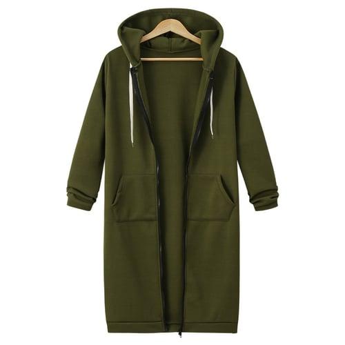 Women's Casual Jacket Hoodie Jacket Warm Pocket Full Zip Streetwear Casual Solid Color Street Sport Daily Going out Zipper Long Hoodie Regular Fit Long Sleeve Outerwear Black Pink Wine Fall Winter