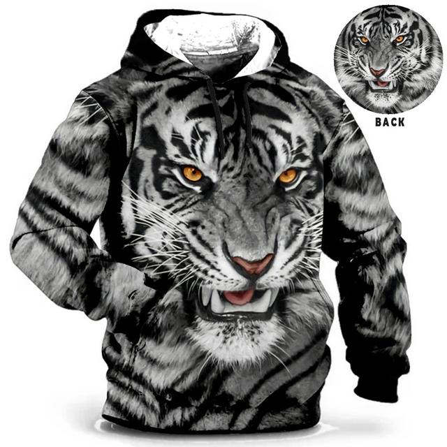 Men's Plus Size Pullover Hoodie Sweatshirt Big and Tall Animal Hooded Long Sleeve Spring & Fall Fashion Streetwear Basic Comfortable Work Daily Wear Tops